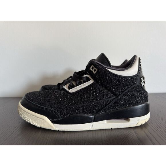 Nike Jordan 3 Retro AWOK Vogue Womens Black glitter sneakers Size 9 Shoes - Picture 6 of 7